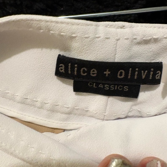 Alice + Olivia women’s slim tailored White ankle pants tailored cropped stretch - Picture 6 of 10